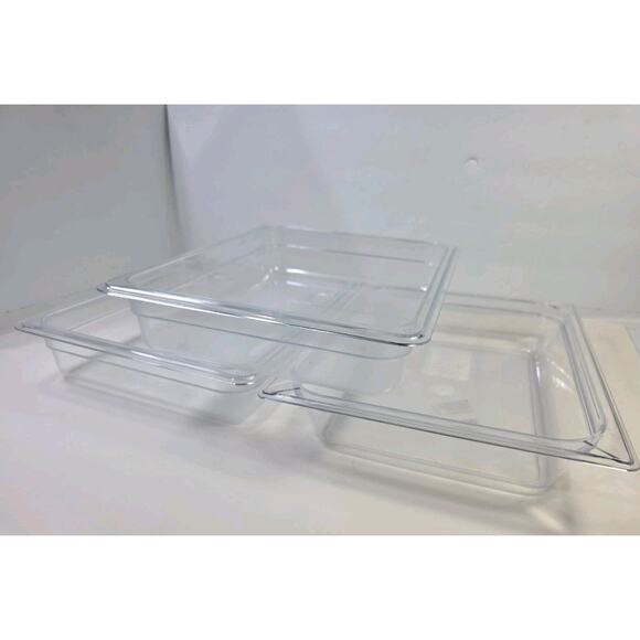 Half Size Food Pans (3 Pack) 12" x 10" Polycarbonate 2.5" Deep Clear, #10220B07 - Picture 1 of 8